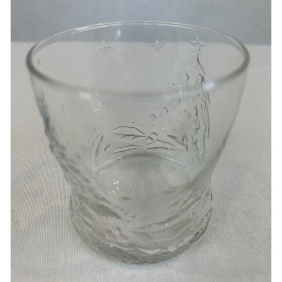 Vintage Clear Embossed Glasses Christmas Trees Stars Drinking - Picture 5 of 10
